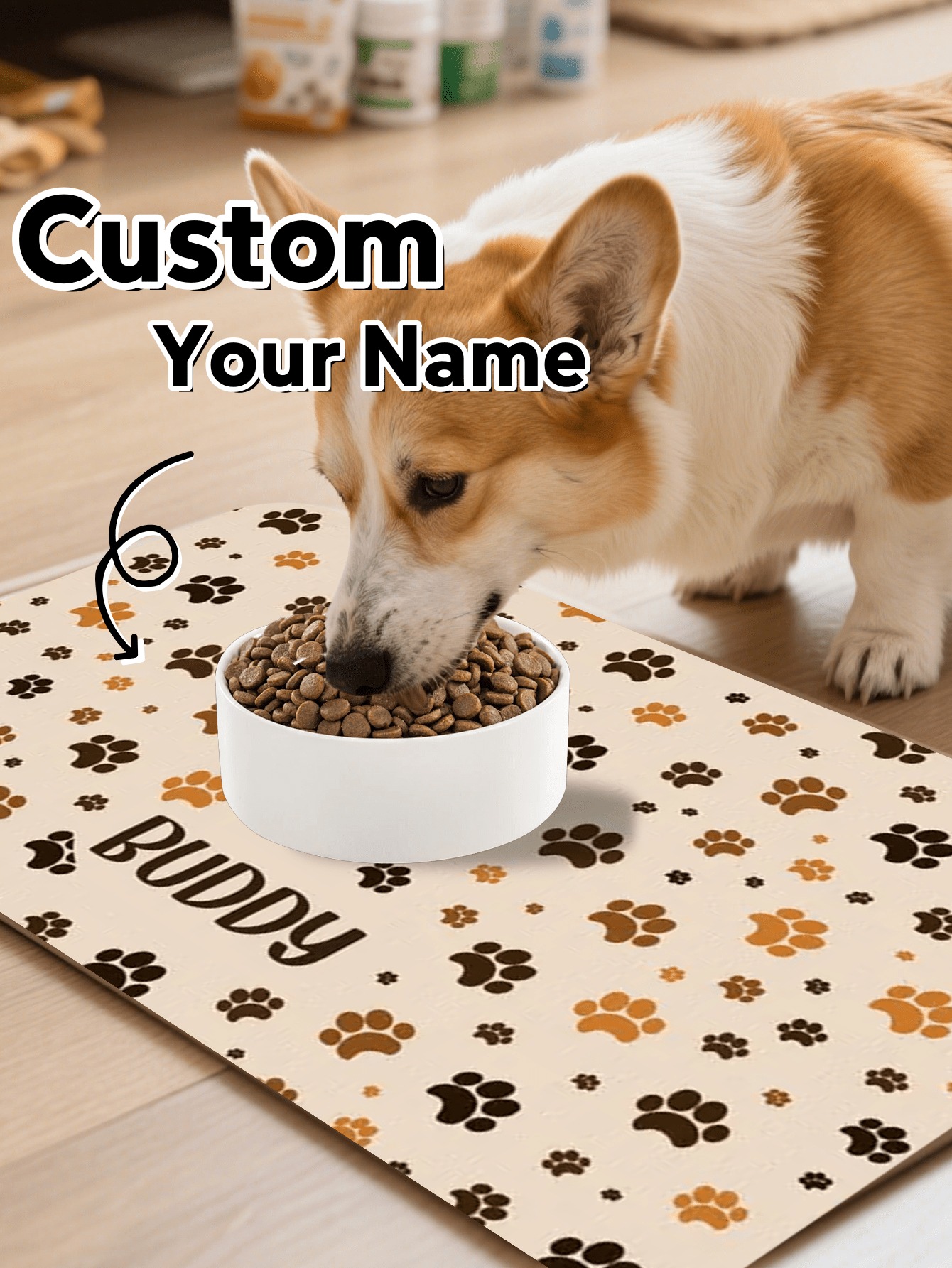 Custom Kitten Paw Print Pet Placemat